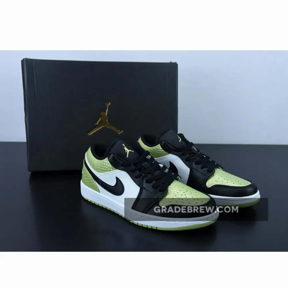 Nike Air Jordan 1 Low Vivid Green Snakeskin Black/Vivid Green/White DX4446-301