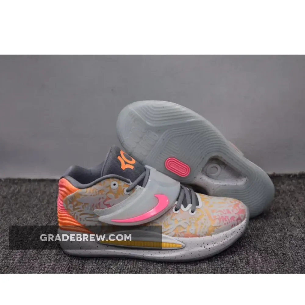Nike KD 14 Sunset Grey/Pink/Orange CW3935-003