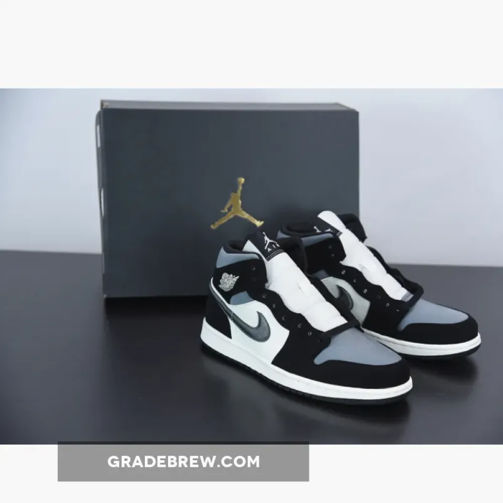 Nike Air Jordan 1 Mid Satin White/Black/Silver 852542-011