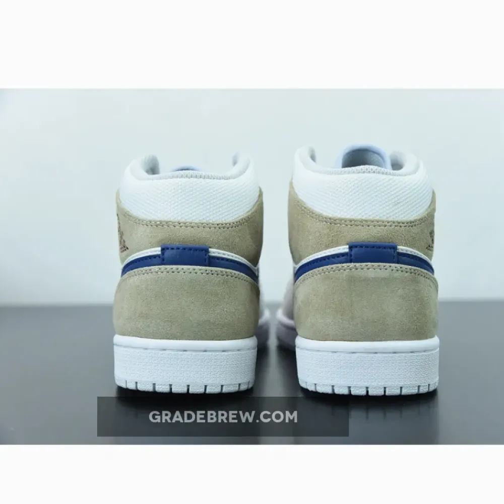 Nike Air Jordan 1 Mid Navy Tan Suede White/Blue/Gold DO6726-100