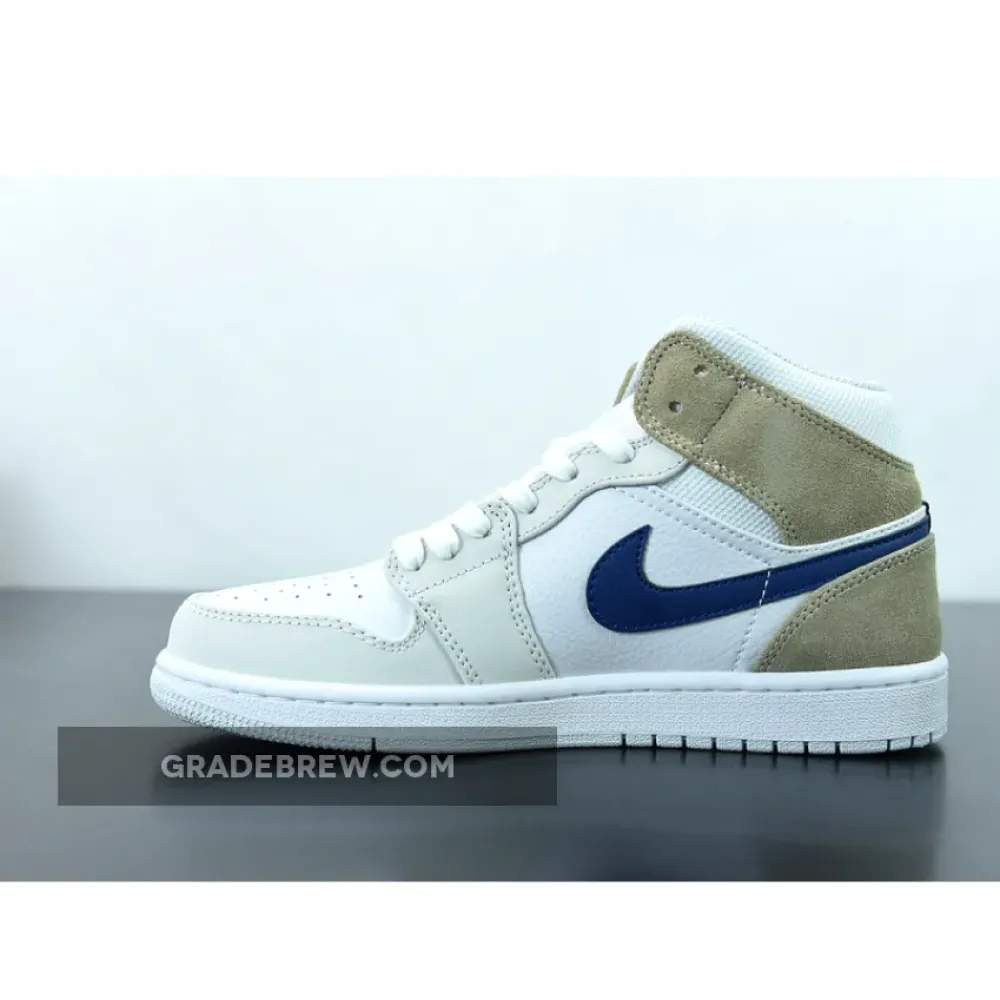 Nike Air Jordan 1 Mid Navy Tan Suede White/Blue/Gold DO6726-100