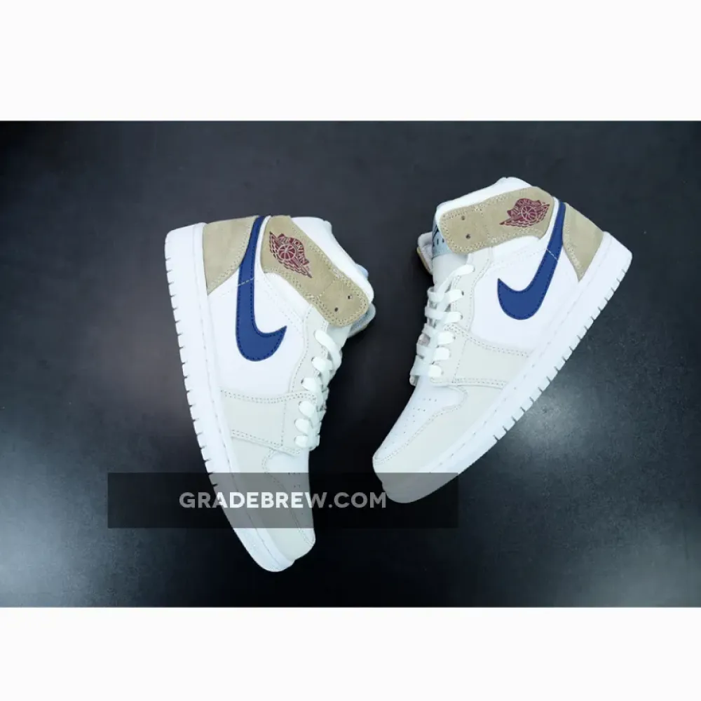 Nike Air Jordan 1 Mid Navy Tan Suede White/Blue/Gold DO6726-100