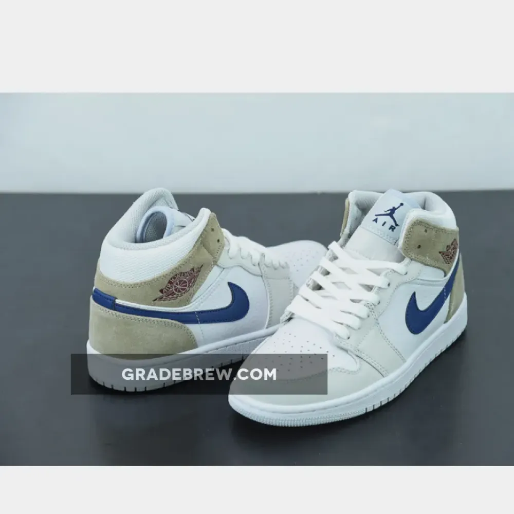 Nike Air Jordan 1 Mid Navy Tan Suede White/Blue/Gold DO6726-100
