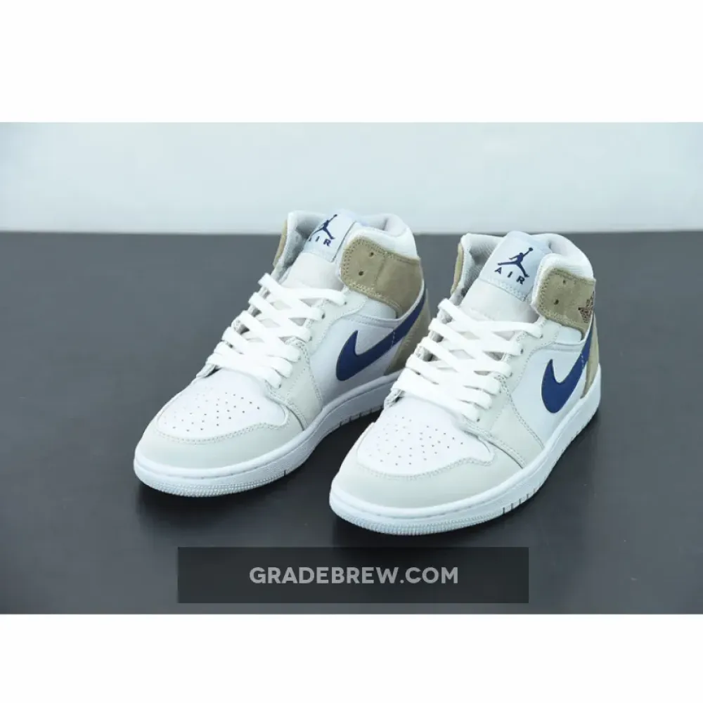 Nike Air Jordan 1 Mid Navy Tan Suede White/Blue/Gold DO6726-100