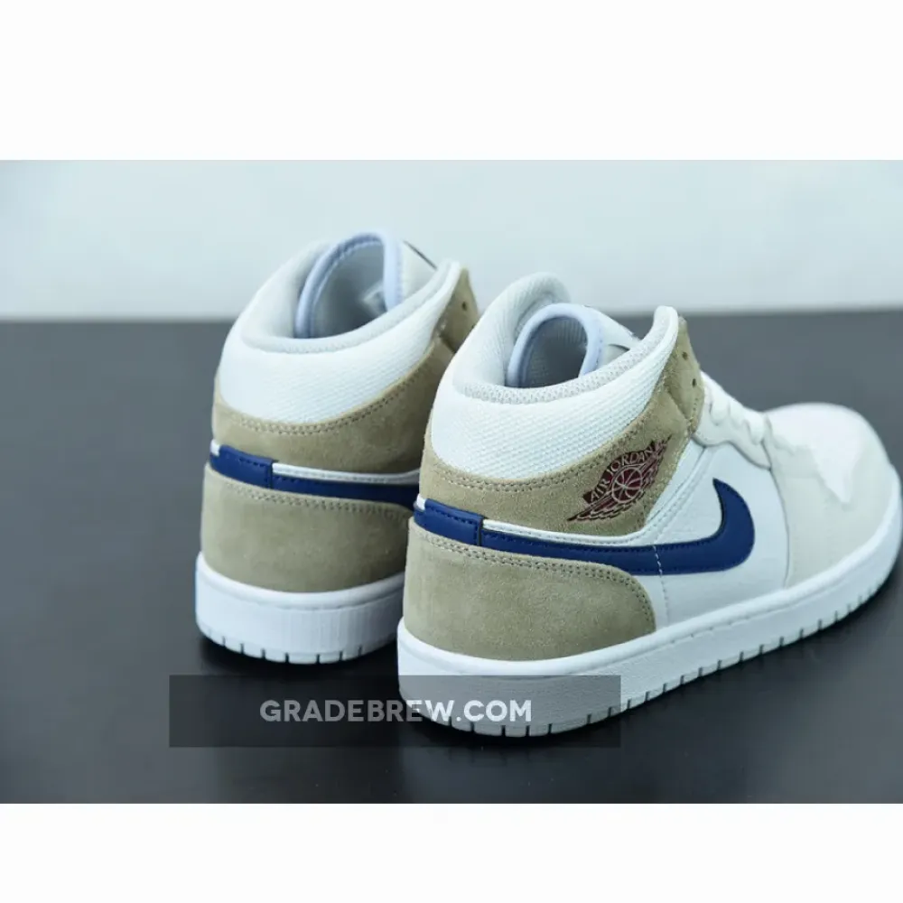 Nike Air Jordan 1 Mid Navy Tan Suede White/Blue/Gold DO6726-100