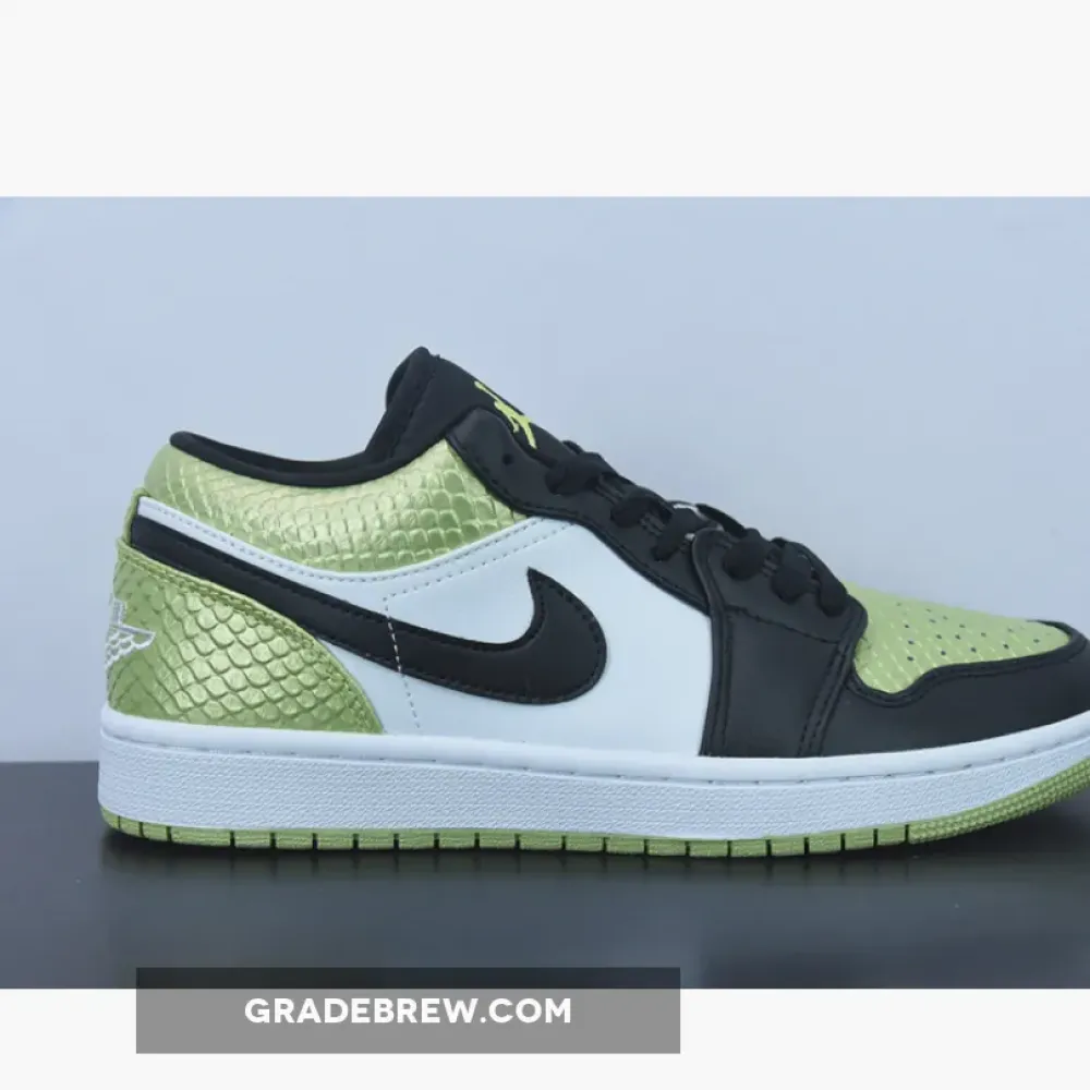 Nike Air Jordan 1 Low Vivid Green Snakeskin Black/Vivid Green/White DX4446-301
