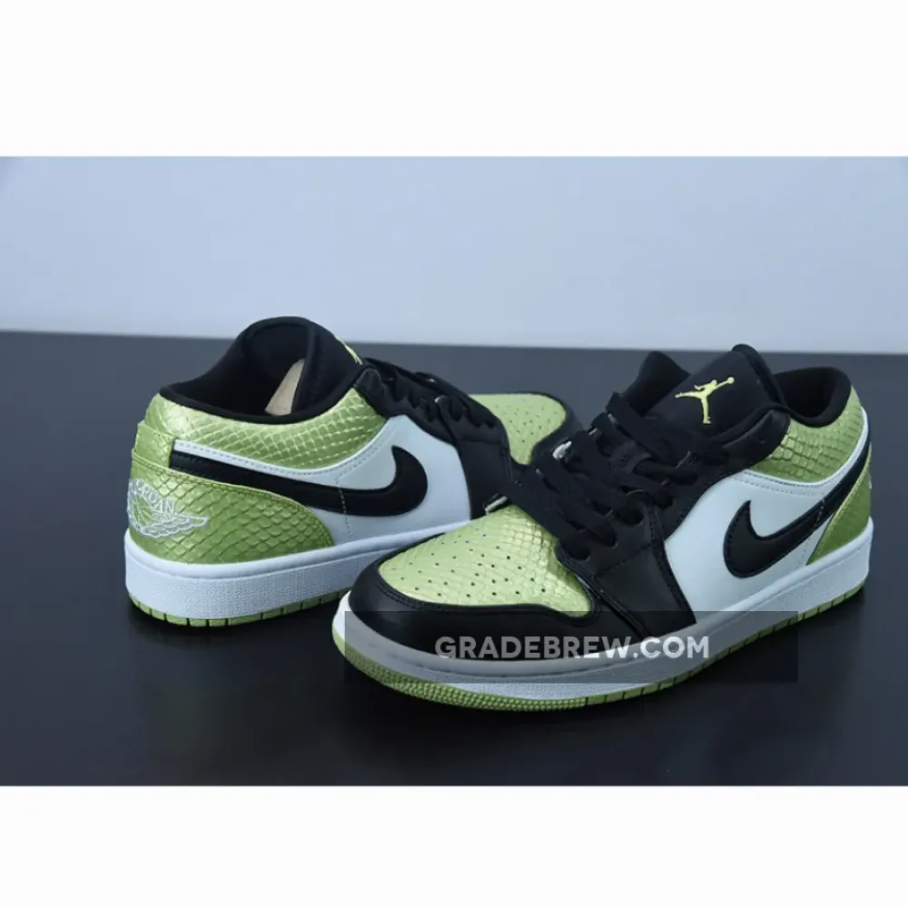 Nike Air Jordan 1 Low Vivid Green Snakeskin Black/Vivid Green/White DX4446-301