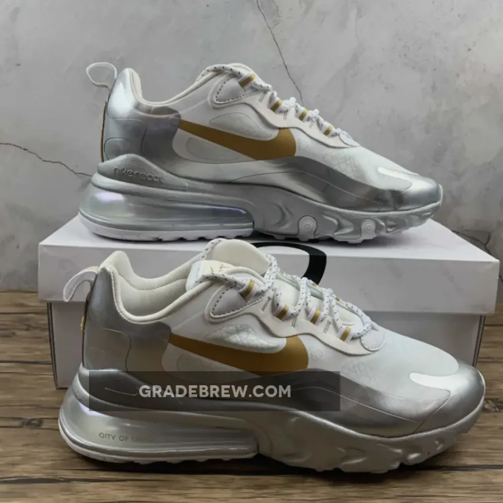 Nike Air Max 270 React City of Speed Silver White Gold CQ4597-110