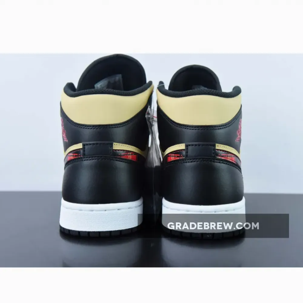 Air Jordan 1 Mid Tartan Swoosh Tan/Black-Red DZ5329-001
