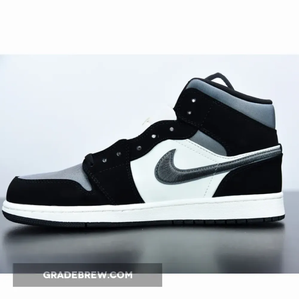 Nike Air Jordan 1 Mid Satin White/Black/Silver 852542-011