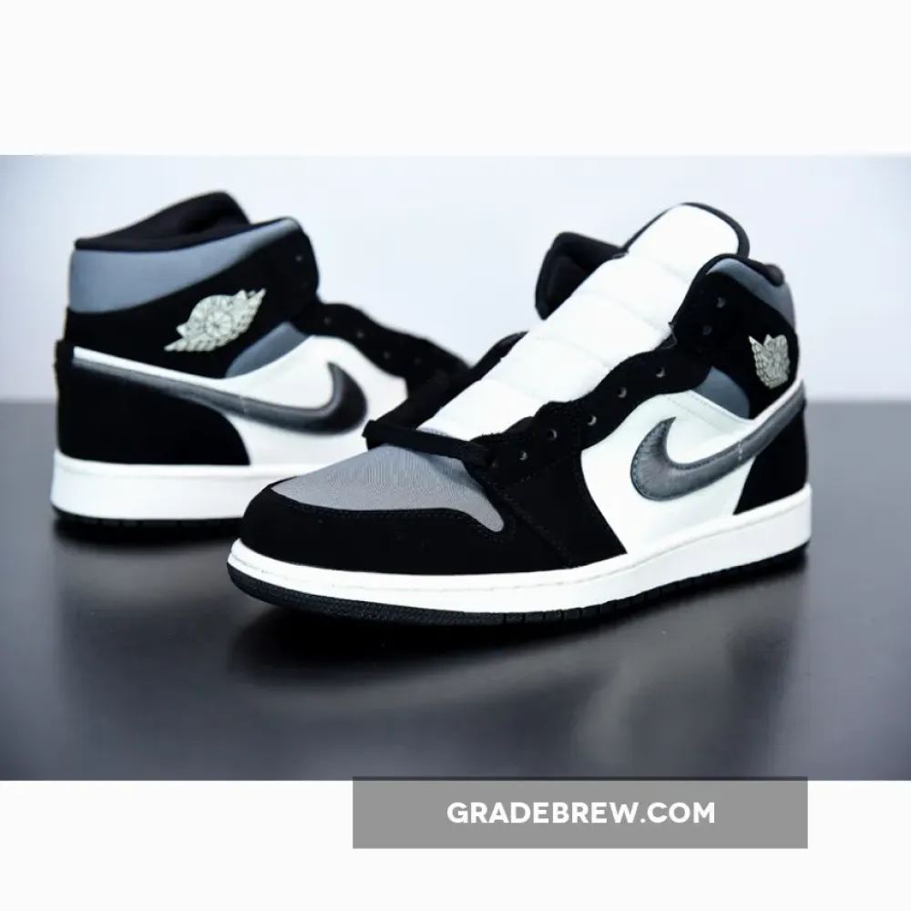 Nike Air Jordan 1 Mid Satin White/Black/Silver 852542-011