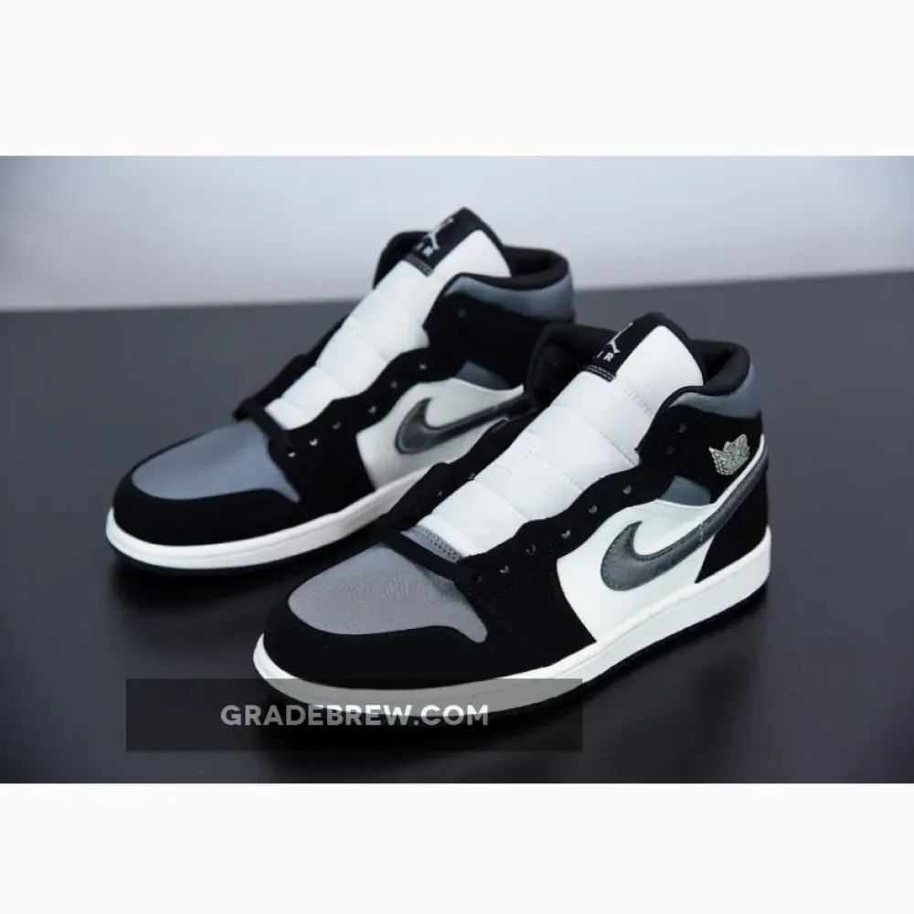 Nike Air Jordan 1 Mid Satin White/Black/Silver 852542-011
