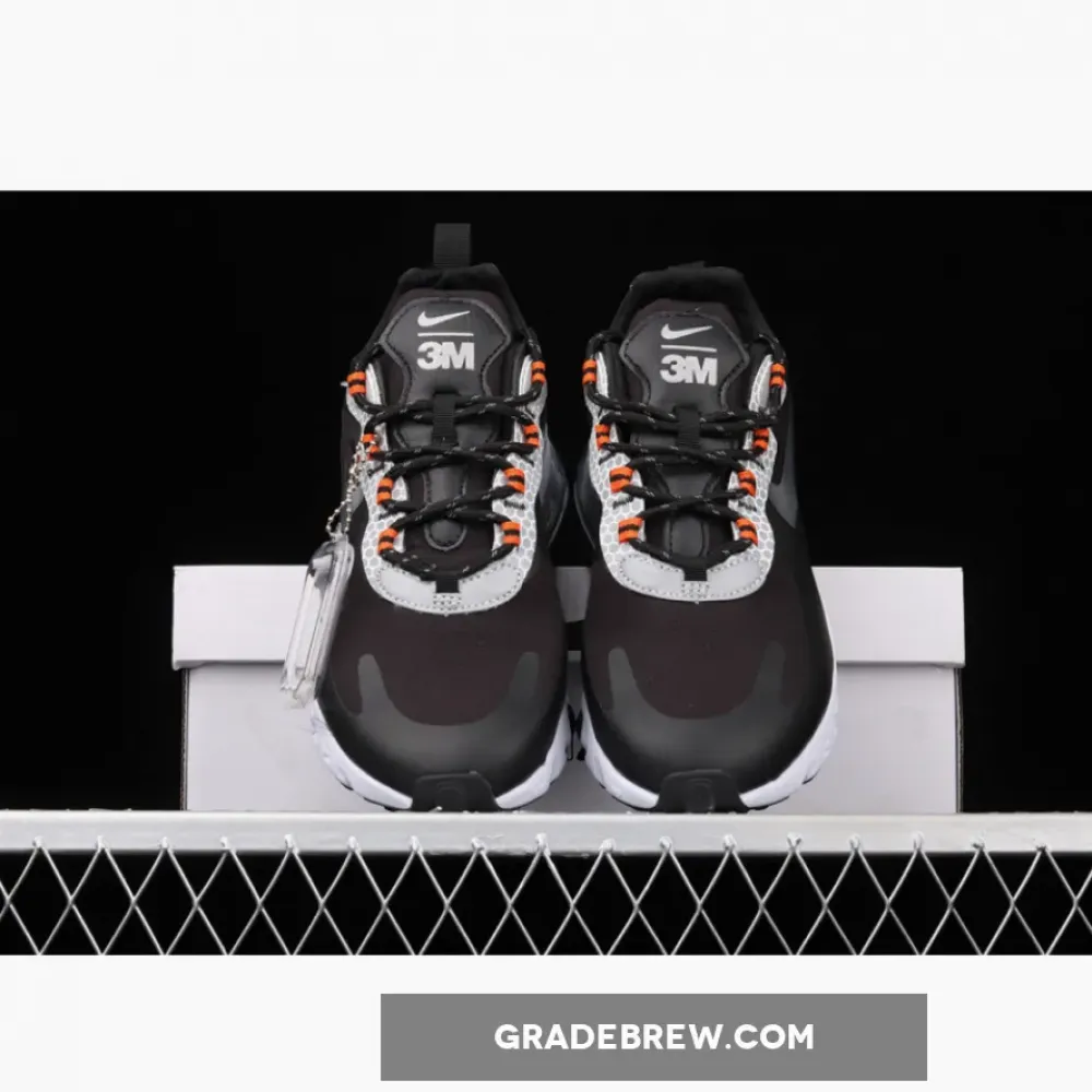 Nike Air Max 270 React Black Silver Orange  CT1834-001