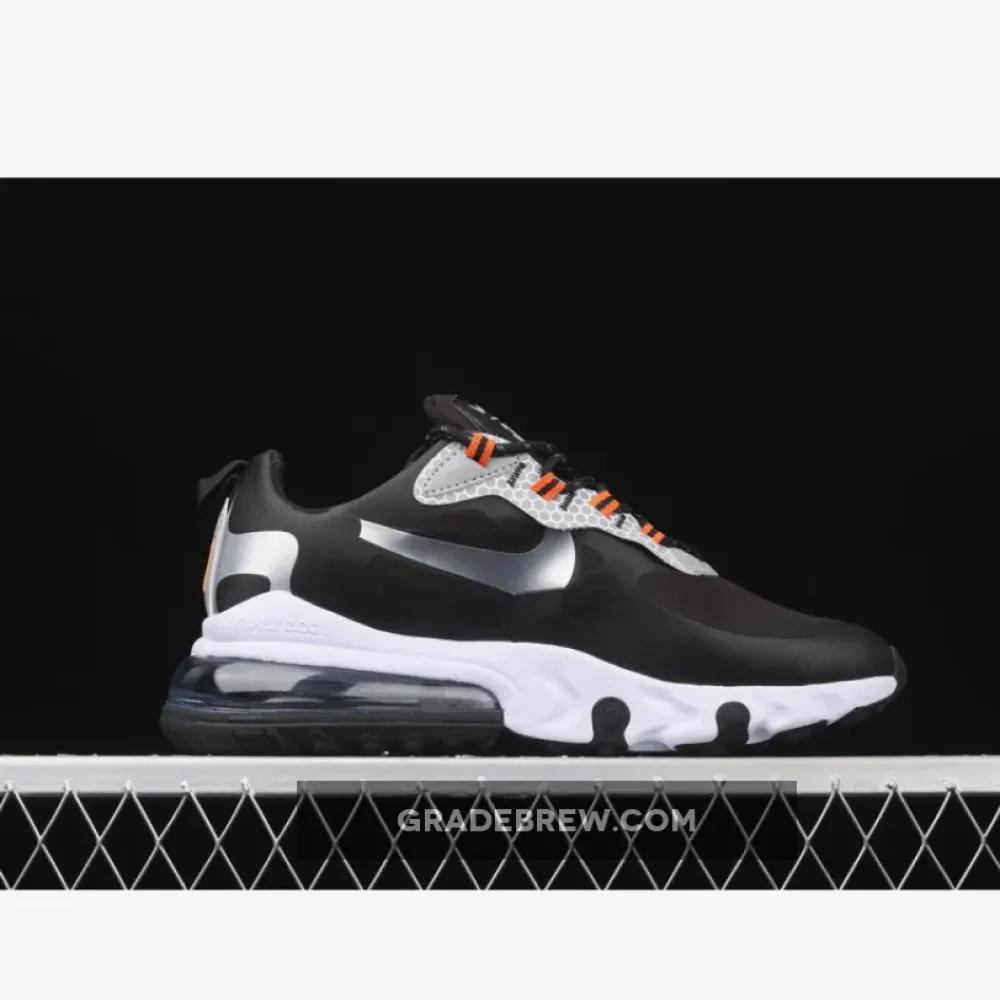 Nike Air Max 270 React Black Silver Orange  CT1834-001